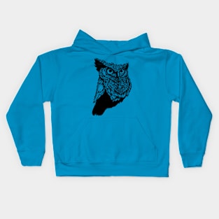 Owl line art with no colors Kids Hoodie